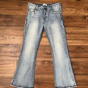 Vintage Y2K Rhinestone Jeans Low Rise Crop Flare Denim Sz Small Fits‎ 4 2000s